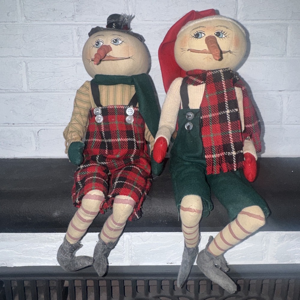 Joe Spencer Pumpkin Snowman Scarf Shelf Sitter Gathered Traditions Christmas VTG